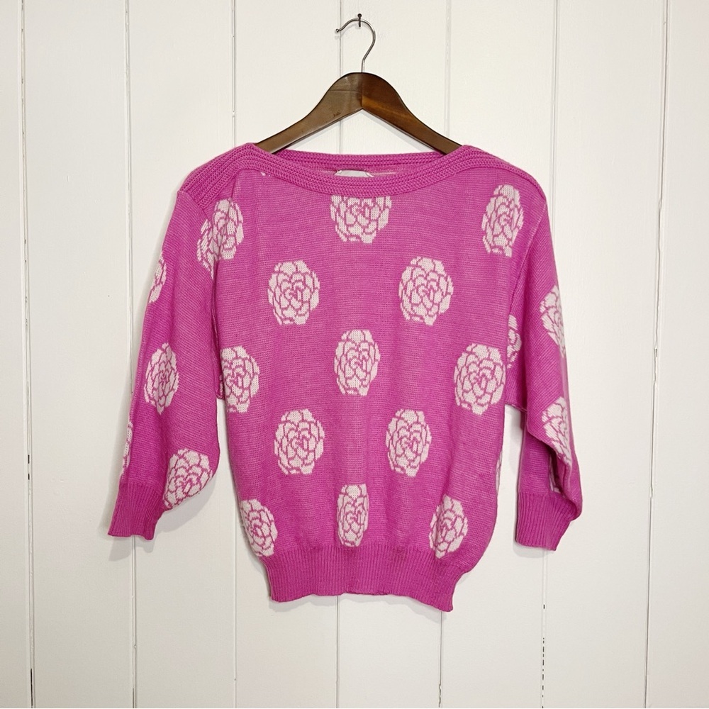 Vintage Mariposa Pink Rose Sweater. Size Medium.